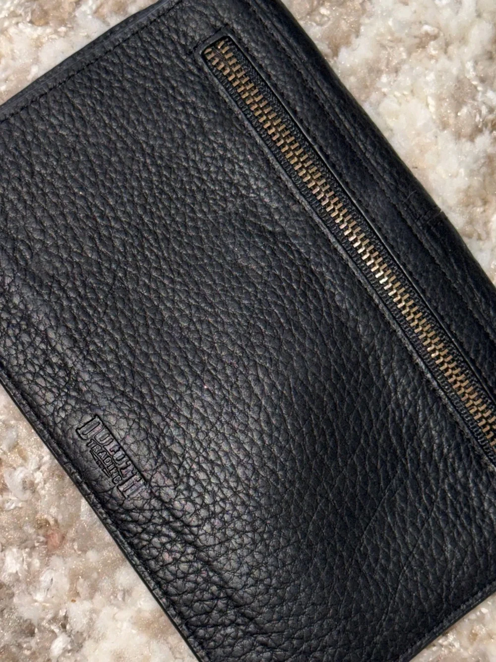 Duluth Trading Co Black Pebbled Leather Zip Pouch